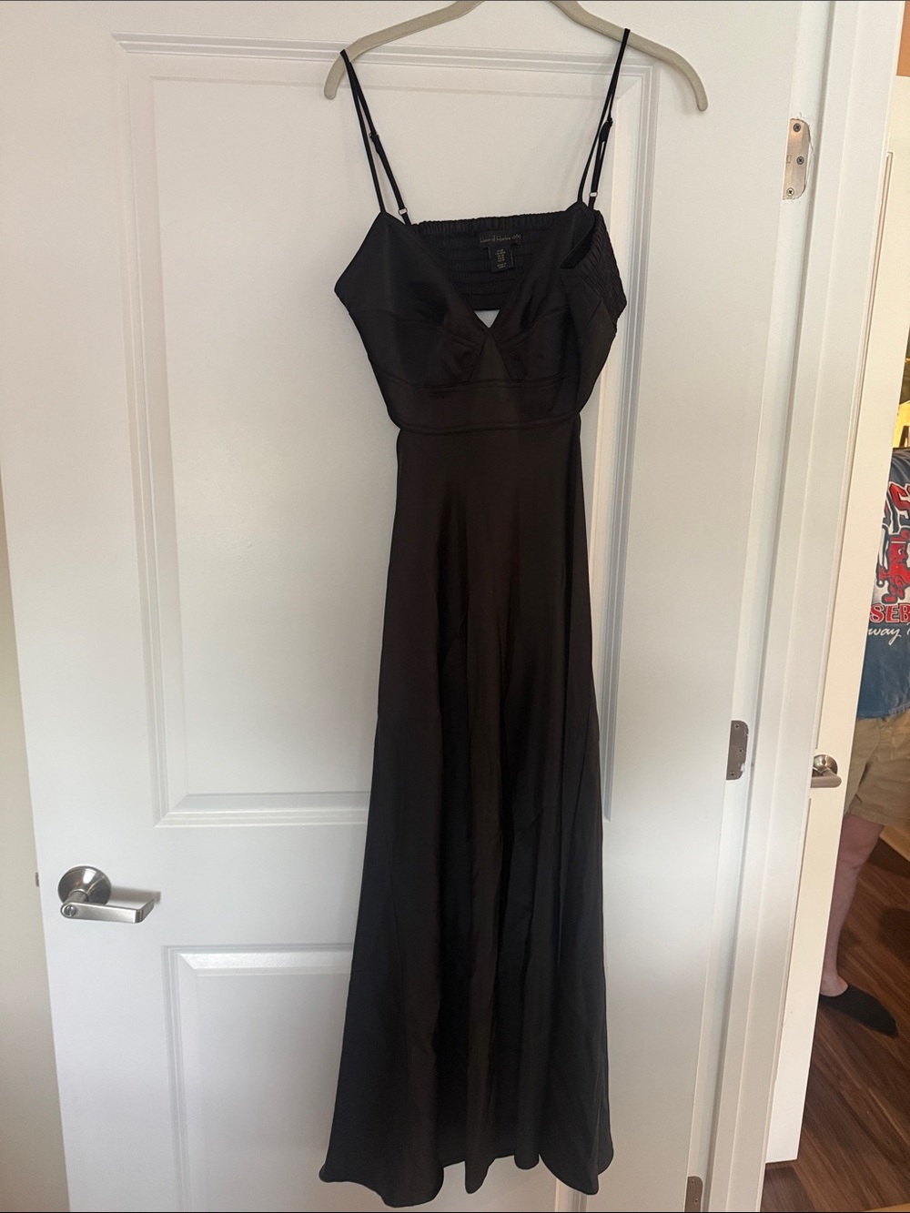 House of Harlow 1960 Black Satin Maxi Slip Gown